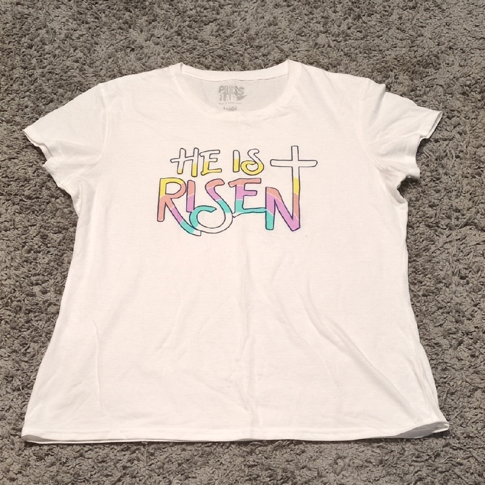 White 'He Is Risen' Graphic T-Shirt